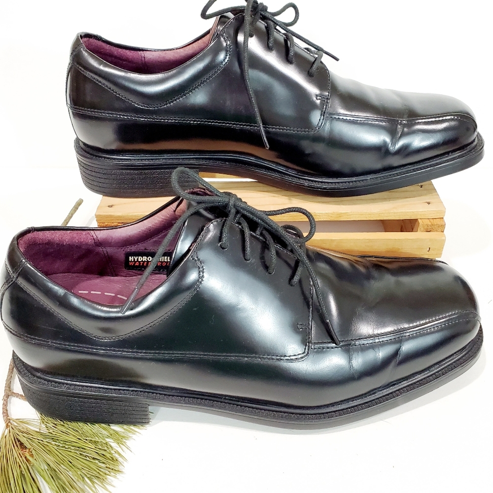Rockport Bike Toe Oxford Black Leather Men Size 10 - Picture 6 of 13